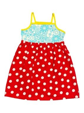Hanna Andersson Polka Dot Red & Aqua Floral Sundress